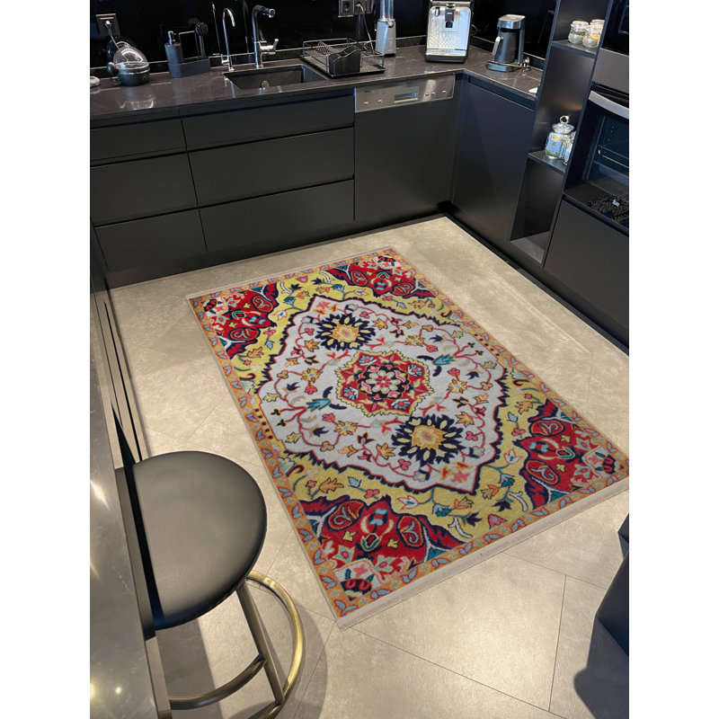 Tapis décoratif à franges beige, Rectangle 4 pi 11,06 po x 7 pi 6,55 po