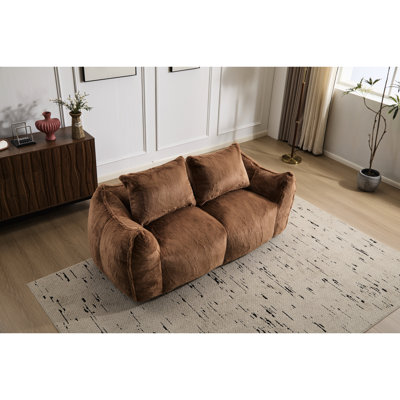 Fauteuil à billes géant ultra doux pour adultes, salon et chambre à coucher moelleux à l'intérieur, fauteuil de lecture confortable avec coussins sans assemblage, brun, rembourrage en mousse déchiquetée à haute résilience, conception ergonomique