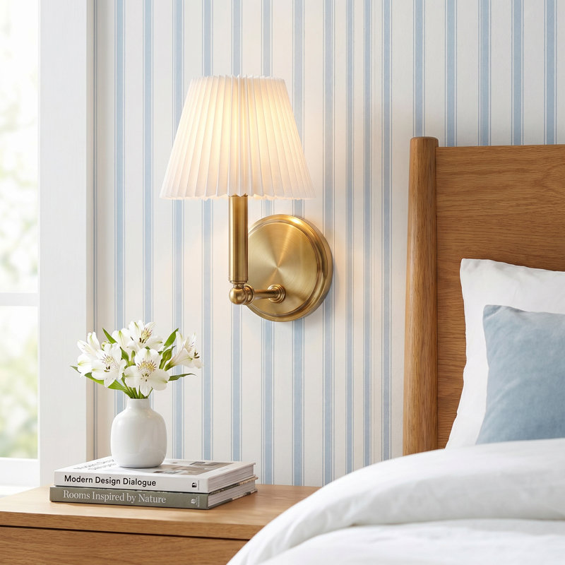 1-Light 7" W Dimmable Iron Armed Sconce, Polished Brass