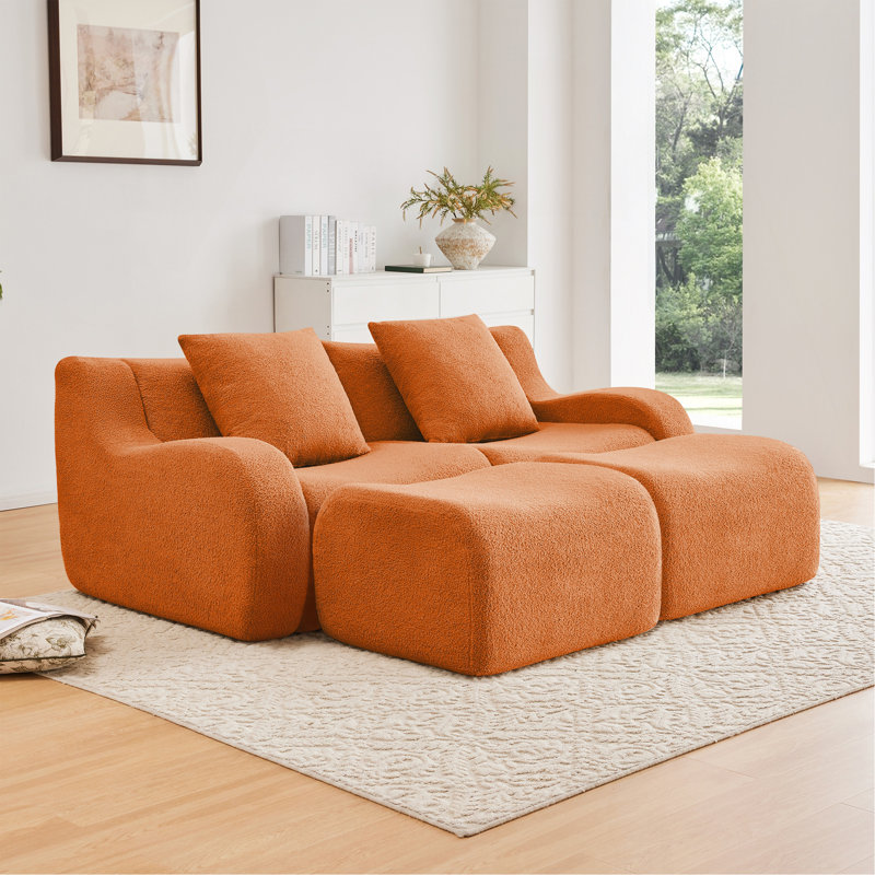 Canapé doux en tissu désossé, conception antidérapante, chaise longue d'assemblage, accoudoirs incurvés, support ergonomique, éponge à haute densité 32D, pour les salons