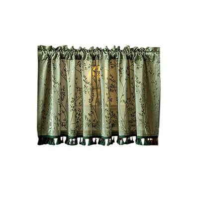 Kbndieu Romantic Printed CurtainKitchen Curtain Cute Spring and Summer Bright and Colorful Kitchen Decoration Short Translucent Retros Coffee Shop Curtain 100x60cm