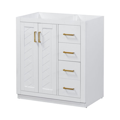Meuble-lavabo de 30 po sans lavabo, armoire de rangement en bois massif seulement