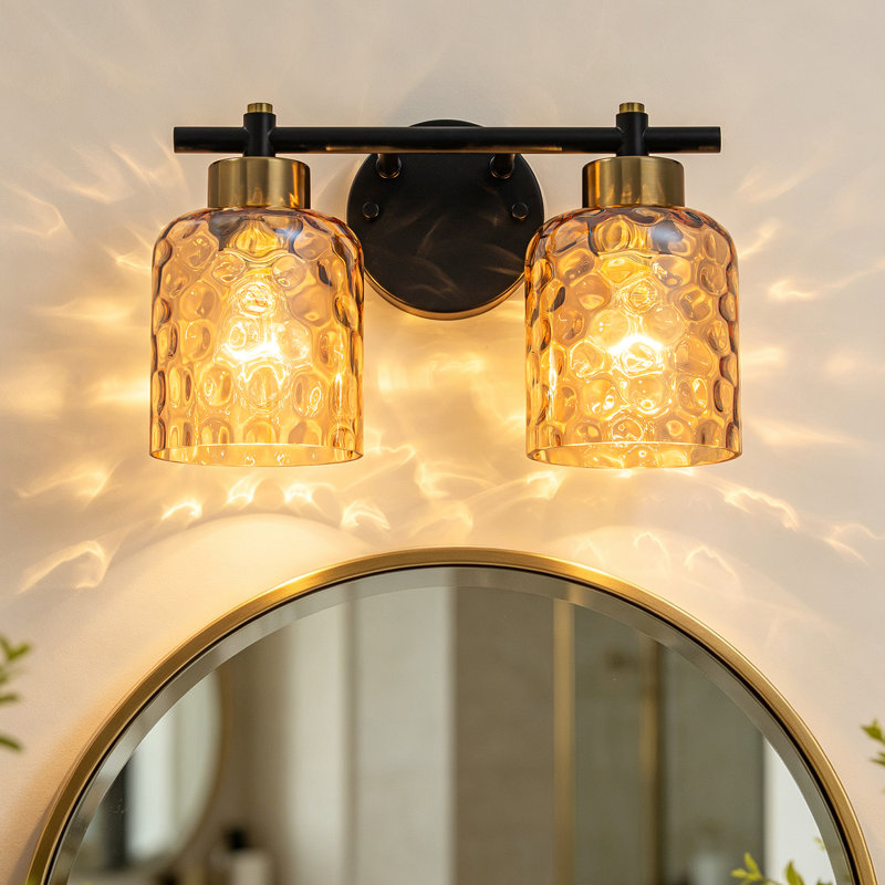 2-Light Hammered Glass Vanity Light, Brown