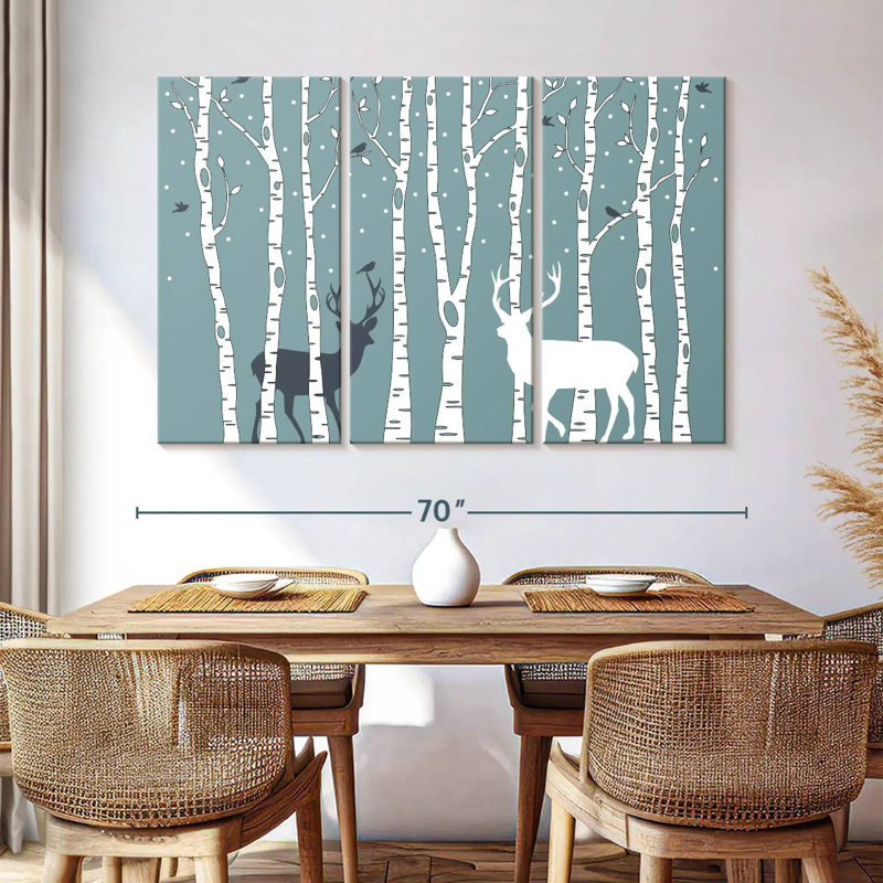 Brampt Deer In Birch Forest, 42" H x 65" W