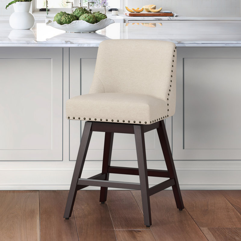 Tabouret pivotant 26 po Amania, Siège en lin / structure gris foncé