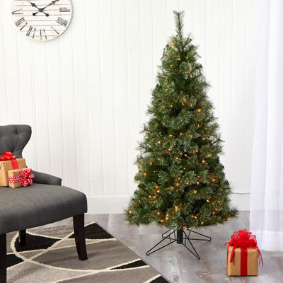  5ft Cashmere Slim Artificial Christmas Tree Warm White Lights Bendable Branches
