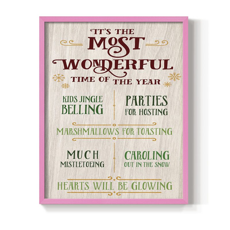 «Most Wonderful», reproduction encadrée - bois massif, H 15 po x l 12 po, Rose