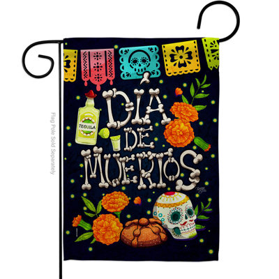 Double Sided 18.5'' H x 13'' W Polyester Day Of The Dead Garden Flag