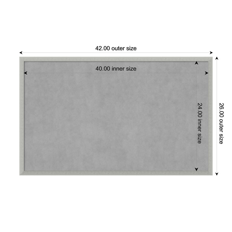 Tableau magnétique encadré feuille d'argent, H 26 po x l 42 po
