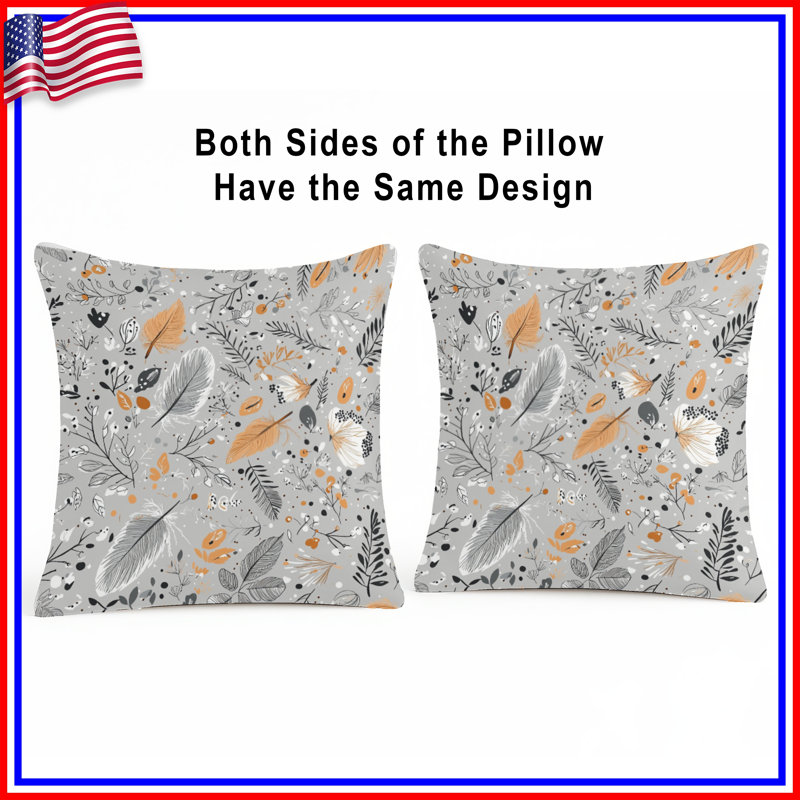 Feathers Throw Pillow, Pattern Double Sided Pillows, 18 x 18 inches