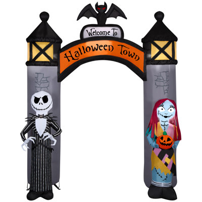Nightmare Before Christmas Airblown Inflatable NBC Welcome to Halloween Town Archway Disney, 8.5 ft Tall