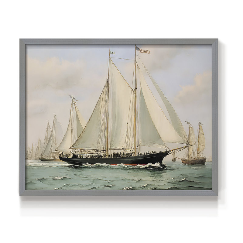 Nautical Series-CLX -Framed Print - Restickable, Grey, 22" H x 28" W