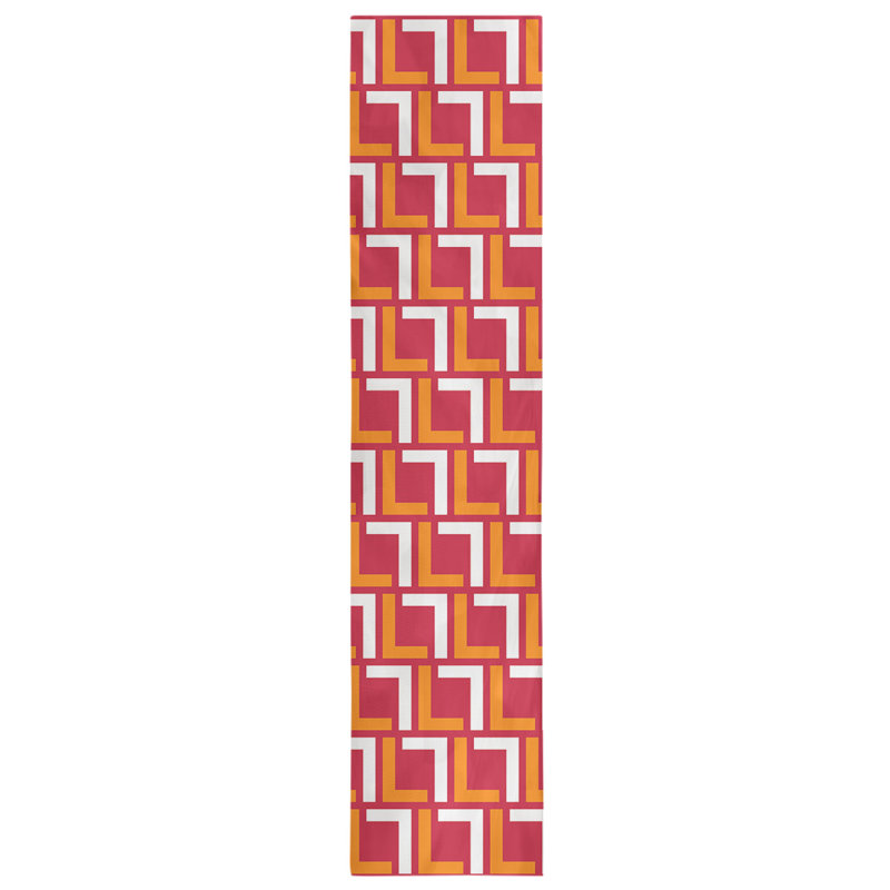 Chemin de table Tampa, 72 po x 16 po, Orange / blanc / rouge, Coton