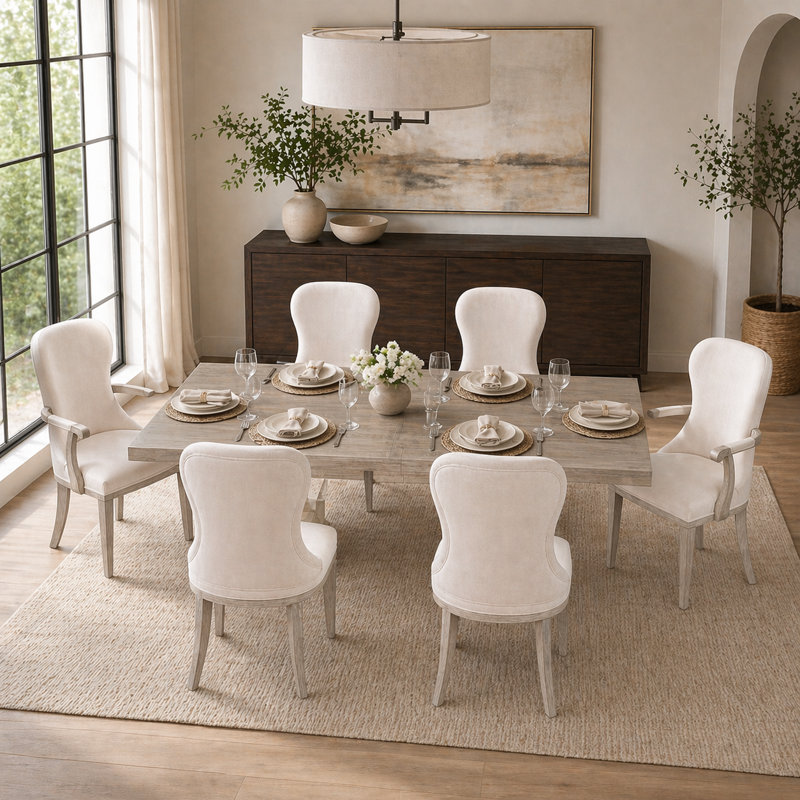 Ensemble de salle à manger 7 pièces pour 6 tables extensibles Iralyn, 4 chaises d'appoint et 2 chaises avec accoudoirs Iralyn