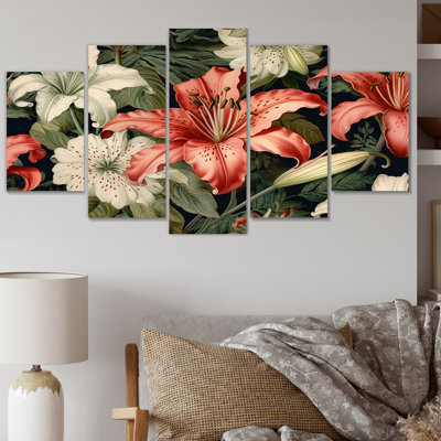 Coral Green Lily Impressions - ensemble de décoration murale floral en métal