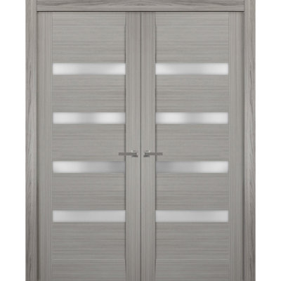 Quadro Frosted Glass Panelled Wood French Grey Doors