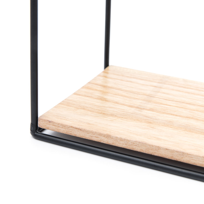 Étagère murale en métal et bois avec 2 jardinières