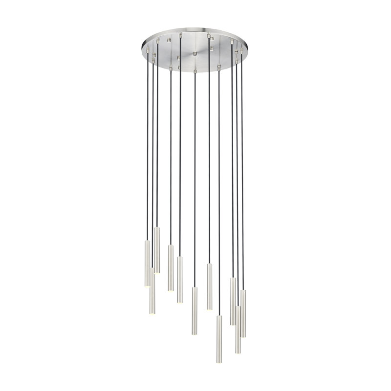 Lustre 7 lumières en nickel brossé Mahlum, Nickel brossé, 11 lumières