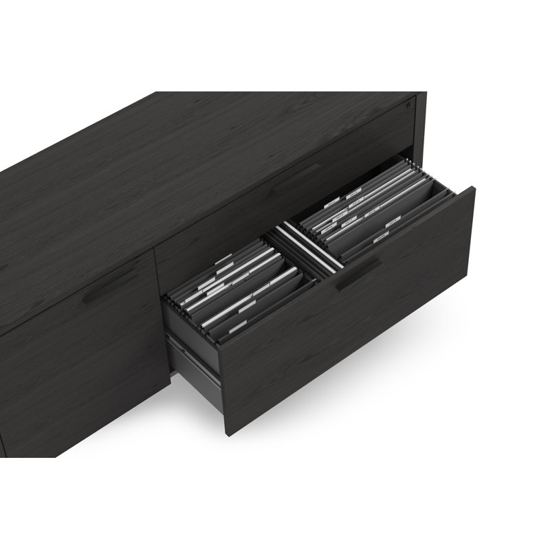 Linea™ 56.25'' Wide 2 - Drawer Filing Credenza with Cable Management, Charcoal Stained Ash