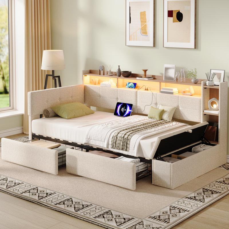 Bed, Beige