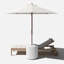 Table de patio pour l'extérieur avec trou pour parasol, composite plastique-pierre durable, assemblage facile