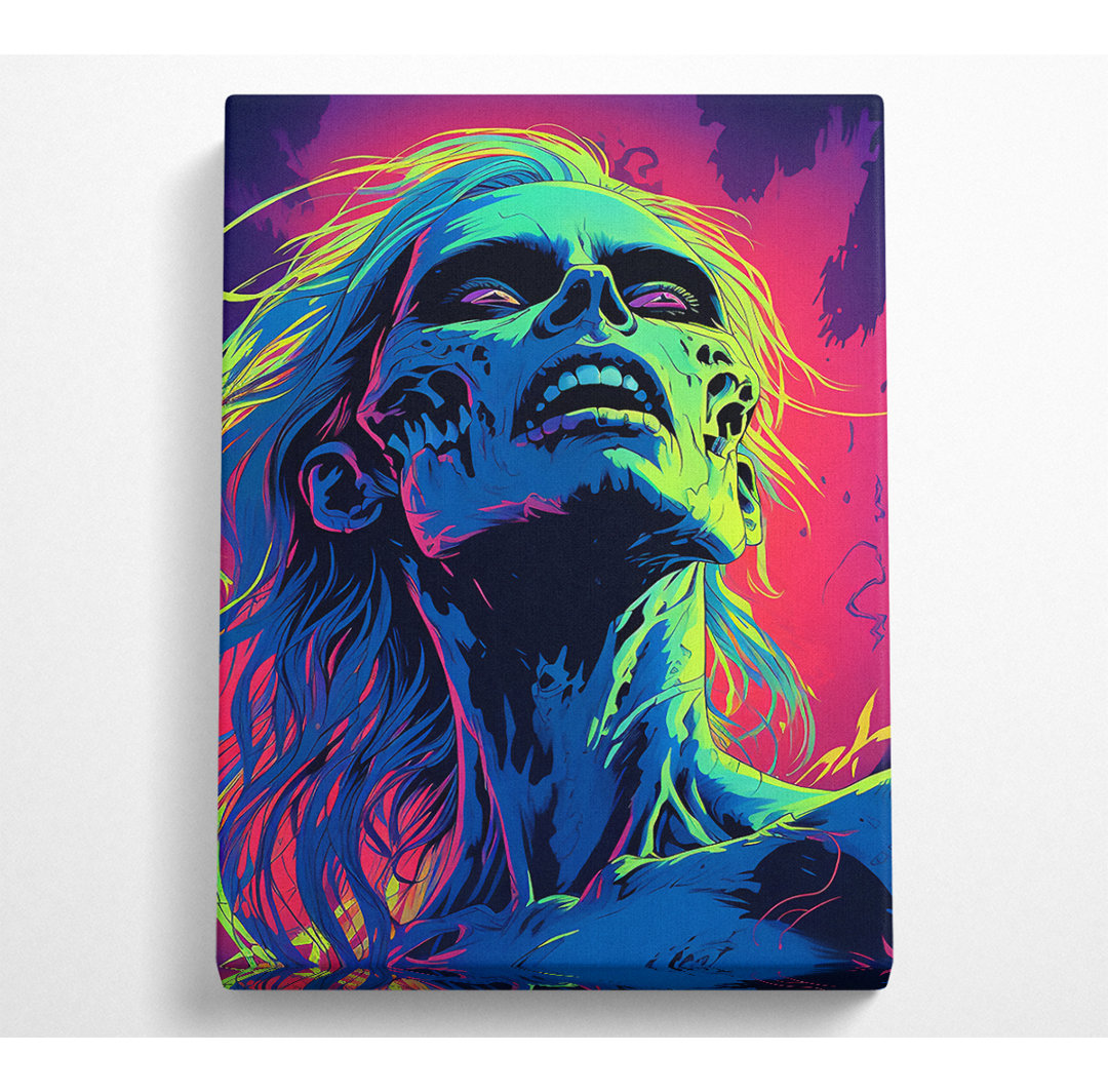 Neon Zombie Canvas Kunstdruck