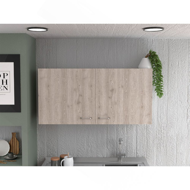 Armoire murale Napoles, deux tablettes, double porte - blanc / gris clair