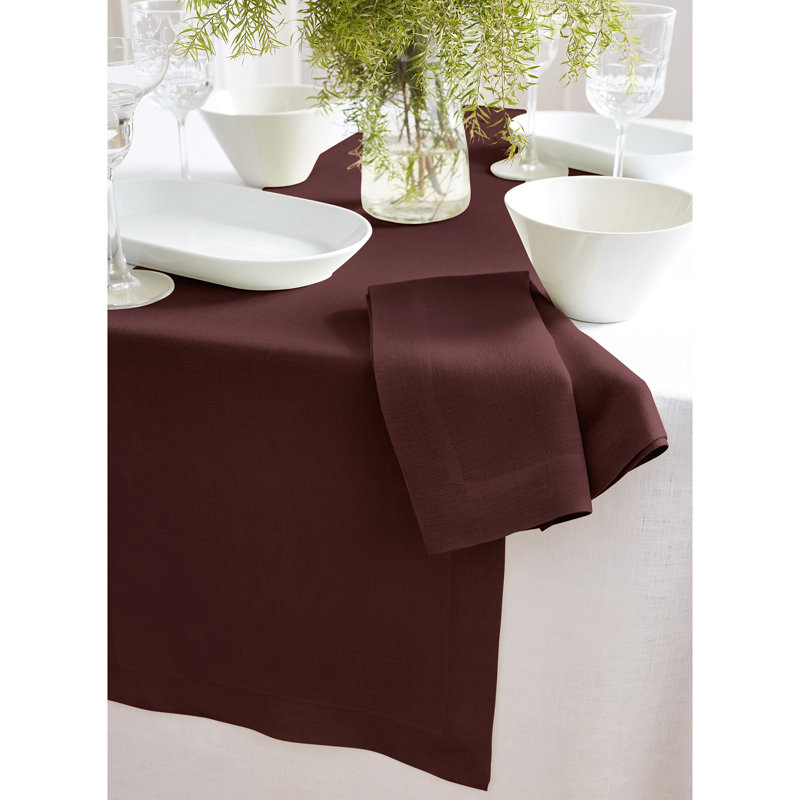 Sonoma - 100% Pure Linen Table Runner (Pre-Washed), 72" x 14", Cordovan