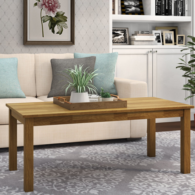 Carmel Solid Wood Four Leg Coffee Table, Oak