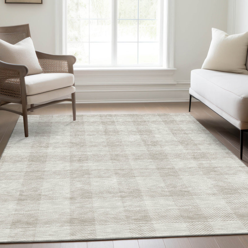 Tapis ivoire Prisco lavable à la machine de qualité supérieure, Rectangle 10 pi x 14 pi