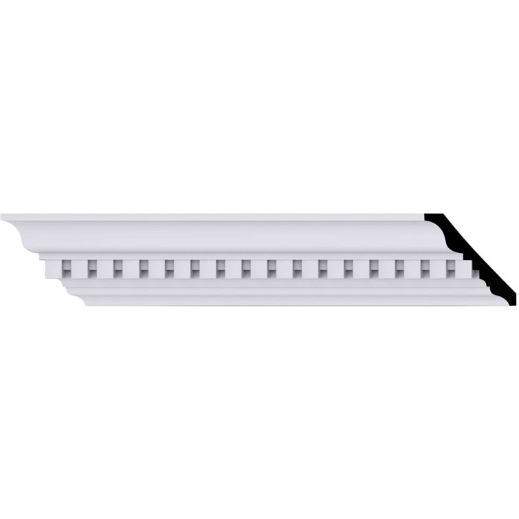 Échantillon - Moulure couronnée Endurathane Dentil, H 2 3/4 po x P 2 3/4 po x F 3 7/8 po x L 12 po, apprêtée en usine