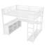 Lit mezzanine moderne en métal avec garde-robe intégré et bureau en L