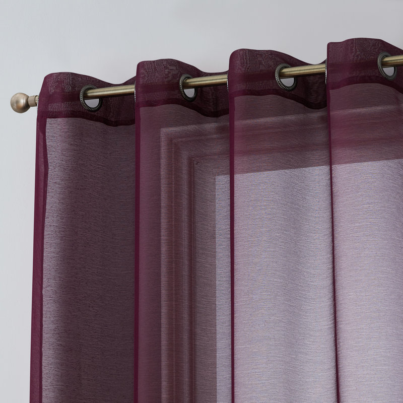 Carmille Semi-Sheer Grommet Curtain Panels, 54" W x 84" L, Plum (Purple)