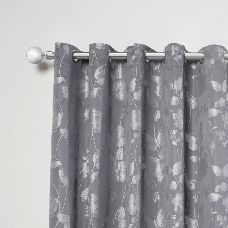 Abe Riegelsville Ball Extendable Eyelet Curtain Pole and Hardware Set, Chrome, 1.2 - 2.1m