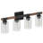 4-Light Bulbs Elegant Wood-Grain Style Bubble Glass Vanity Light
