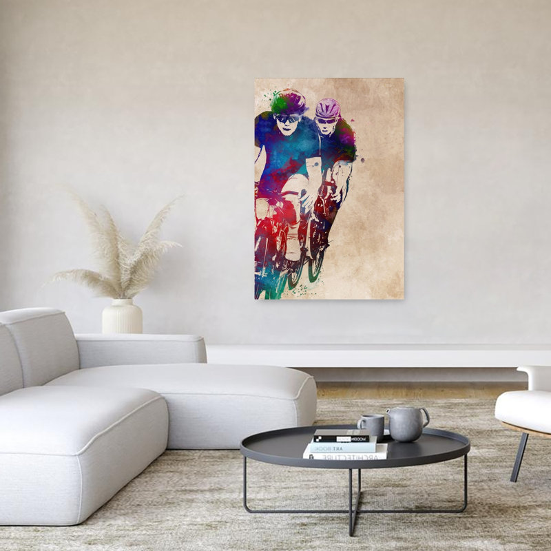 «Vibrant Cycling Action», art mural contemporain, 60" H x 40" W