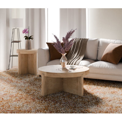 Ensemble de table de salon en bois massif 2 pièces Josiane