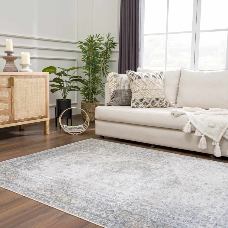 Gaeli Machine Washable Medallion Blue Area Rug