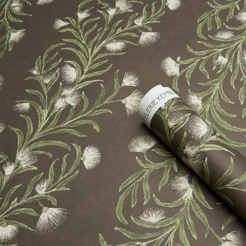 Schumacher x Celerie Kemble Tasmanian Mimosa Wallpaper, Brown/Green