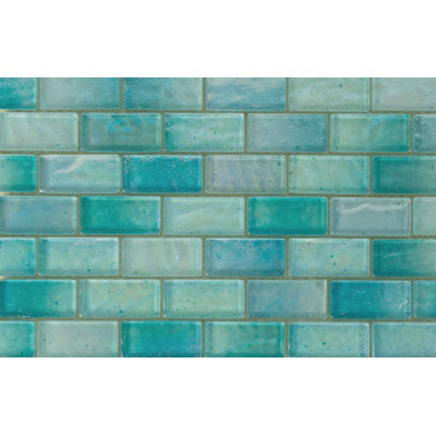 Swimming Pool 1" x 2" Straight Edge Glass Mosaic Tiles in Sea Shadow