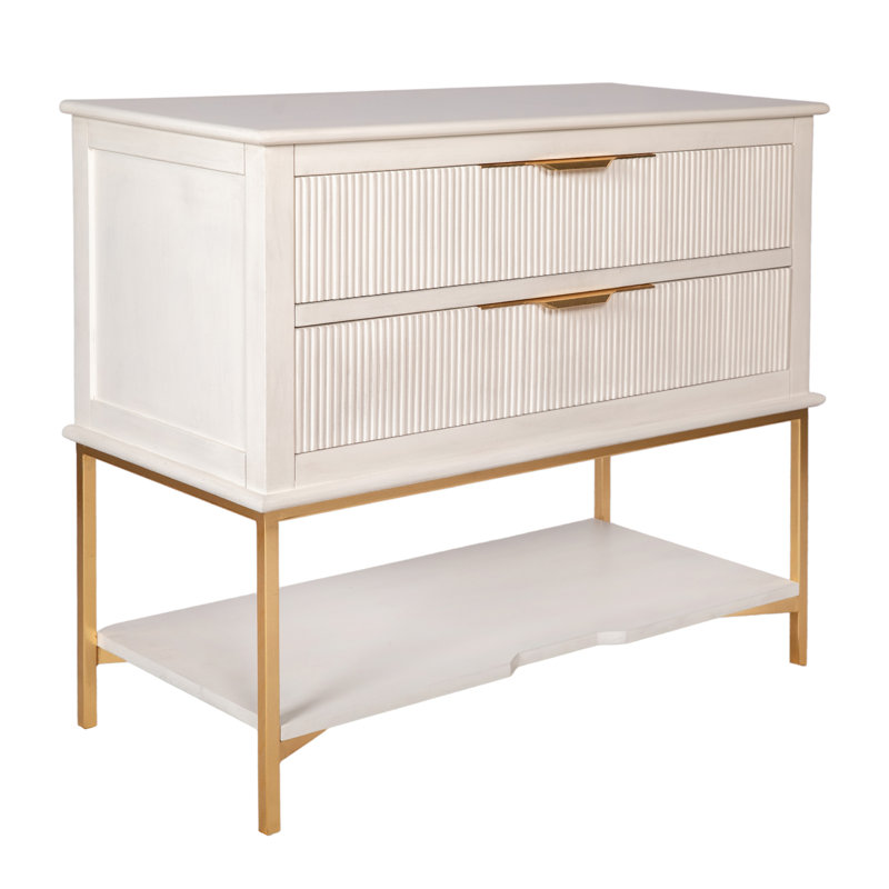 Kim 2 - Drawer Solid Wood Nightstand, Antique White