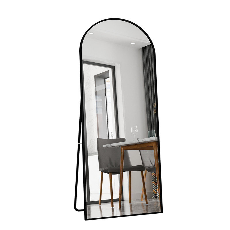 Freestanding Full Length Mirror, 180 cm H x 80 cm W, Black, Rectangular