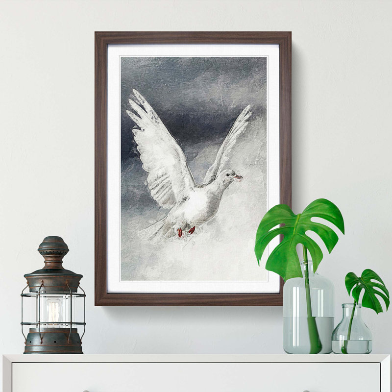 Flying Dove - Framed Print, 65cm H x 48cm W x 2cm D, Walnut Framed