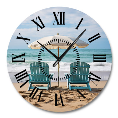 Horloge murale plage et chaises de plage Scenery III