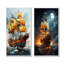 Golden Galleon Pirate Ship I - Ensemble de 2 décorations murales bateau côtier-102583212-102583213