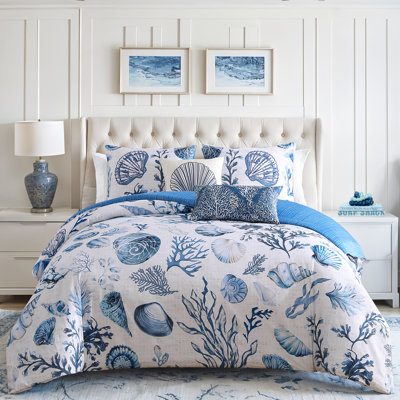 Bebejan Shells And Seaplants 5 Piece Reversible Comforter Set