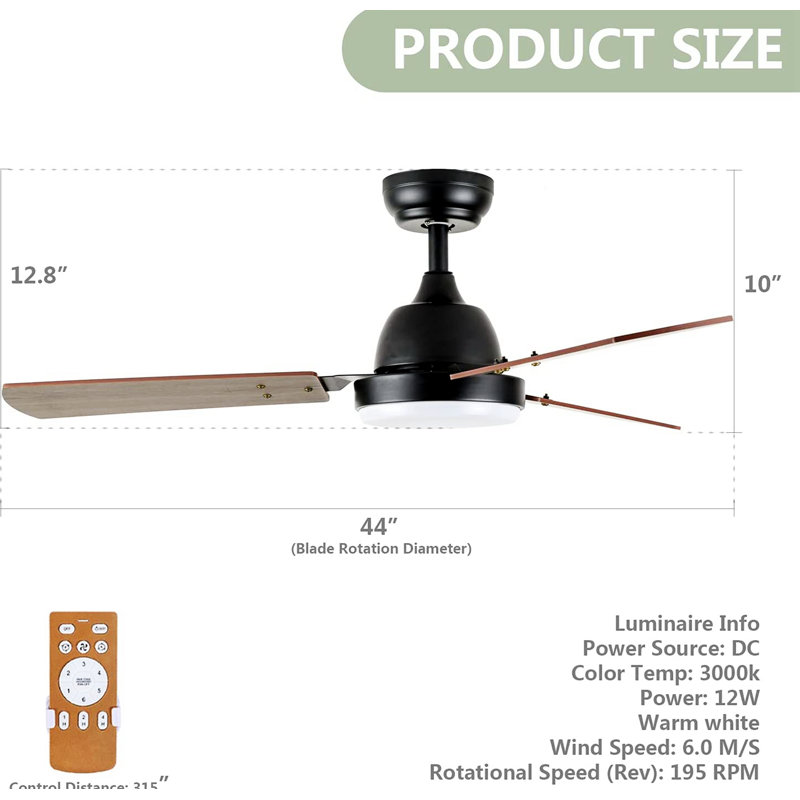 Ventilateur de plafond 22,96 po avec lumières DEL