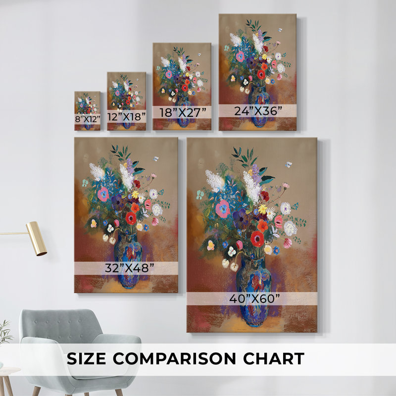 Bouquet de fleurs sur toile tendue par Odilon Redon, 40 po x 60 po