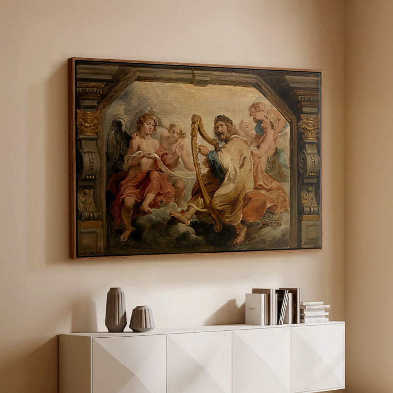 Le roi David jouant de la harpe, v. 1627-1628 - Peter Paul Rubens - Toile tendue avec châssis, 26 x 40, Noyer