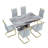 63" Modern Dining Table Set With PU Leather Chairs, U-Shaped MDF Base-116446159-116376088